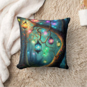 魔法の魔法の魔法の森のファンタジー妖精ライトスロウ クッション (ブランケット)