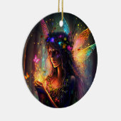 魔法の魔法の魔法の森のファンタジー妖精ライト セラミックオーナメント (右)