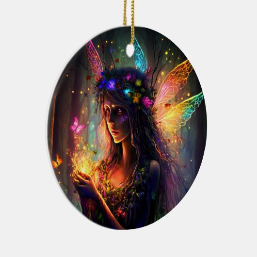 魔法の魔法の魔法の森のファンタジー妖精ライト セラミックオーナメント (右)