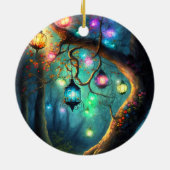 魔法の魔法の魔法の森のファンタジー妖精ライト セラミックオーナメント (裏面)