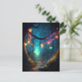 魔法の魔法の魔法の森のファンタジー妖精ライト ポストカード (スタンド正面)