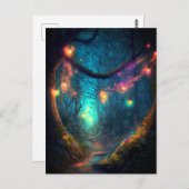 魔法の魔法の魔法の森のファンタジー妖精ライト ポストカード (正面/裏面)