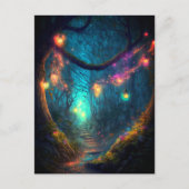 魔法の魔法の魔法の森のファンタジー妖精ライト ポストカード (正面)