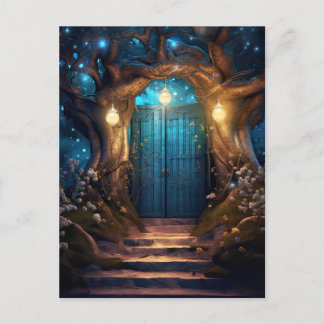魔法の魔法の魔法の森ファンタジーアンティークドア ポストカード