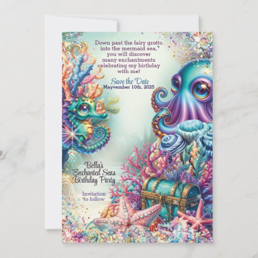 魔法の魔法の魔法の海の下パーティー 招待状 (裏面)