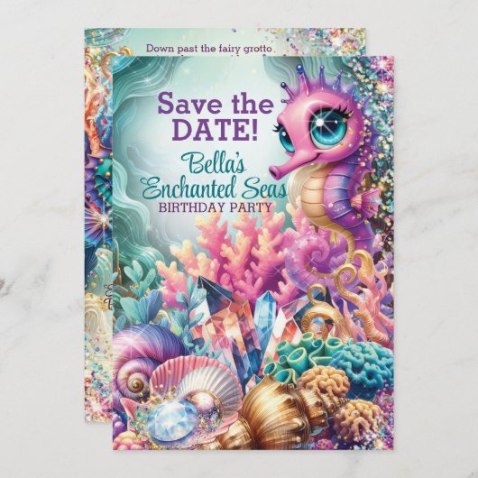 魔法の魔法の魔法の海の下パーティー 招待状 (正面/裏面)