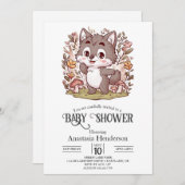 魔法の魔法の魔法の魔法の狼の赤ちゃんシャワーデジタル 招待状 (正面/裏面)