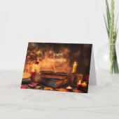 魔法の魔術の魔導書とハロウィーン カード (正面)