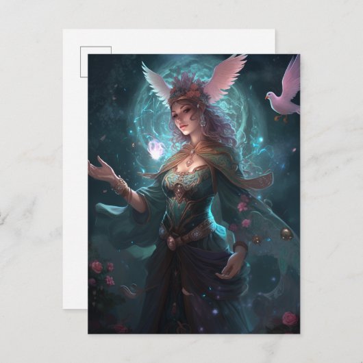 魔法の魔術女魔女ファンタジーアート ポストカード (正面/裏面)