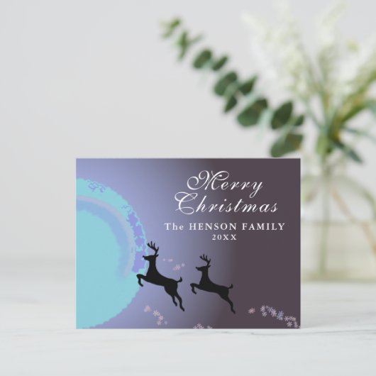 魔法の鹿メリークリスマスファミリーホリデー ポストカード (スタンド正面)