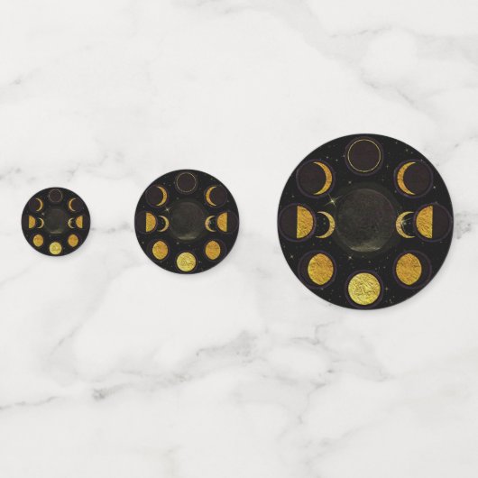 魔法の黒と金ゴールドムーンフェイズ秘伝パーティー コンフェッティ (裏面)