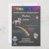 魔法の黒板ユニコーンスイーツバースデーパーティー 招待状 (正面)