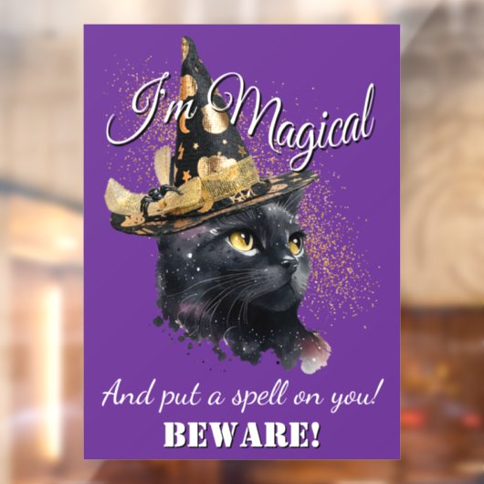 魔法の黒猫ハロウィンウィンドウにしがみつく ウィンドウサイン (シート2)