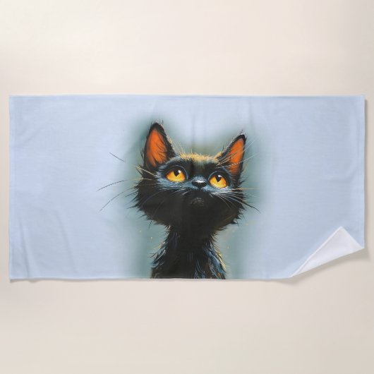 魔法の黒猫 ビーチタオル (正面)