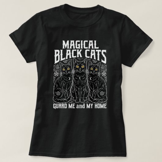 魔法の黒猫 Tシャツ (デザイン正面)