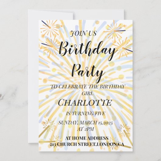 魔法の5歳誕生日パーティー 招待状 (正面)