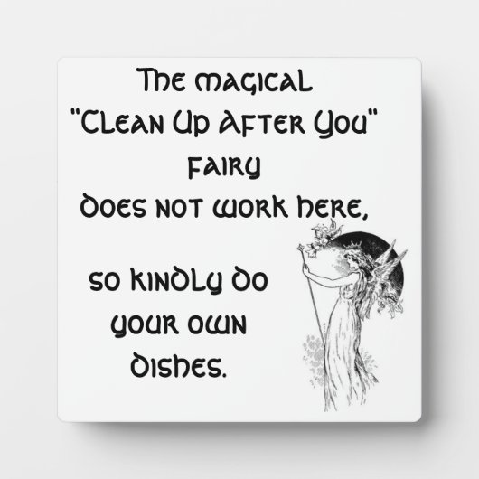 魔法の「後でクリーンアップ」妖精 フォトプラーク (正面)