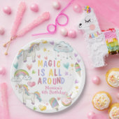 魔法はパステルのまわりにユニコーン誕生日 ペーパープレート (パーティー)