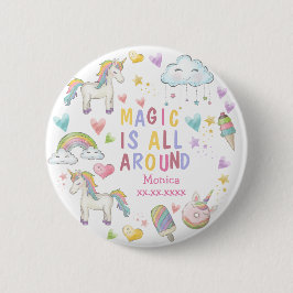 魔法はパステルのまわりにユニコーン誕生日 缶バッジ