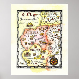 魔法はファンタジーの地図ポスターを上陸させます ポスター
