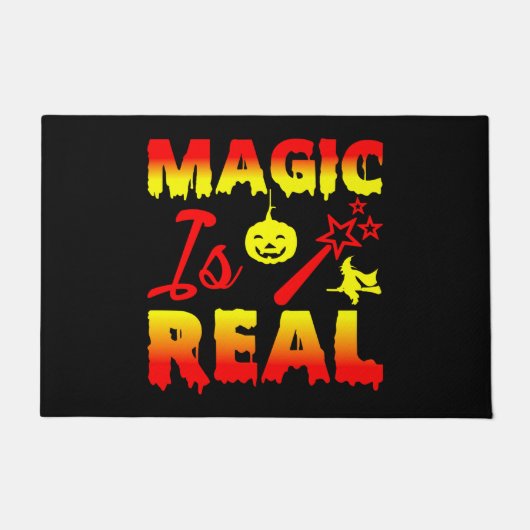 魔法は実在ハロウィーンカボチャ魔女の杖 ドアマット (正面)
