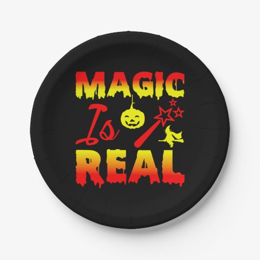 魔法は実在ハロウィーンカボチャ魔女の杖 ペーパープレート (正面)