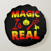 魔法は実在ハロウィーンカボチャ魔女の杖 ラウンドクッション (裏面)