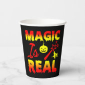 魔法は実在ハロウィーンカボチャ魔女の杖 紙コップ (裏面)