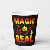 魔法は実在ハロウィーンカボチャ魔女の杖 紙コップ (正面)