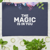 魔法は引用文水カラーフローラデザイン キッチンタオル (折り畳み)