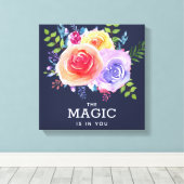 魔法は引用文水カラーフローラデザイン キャンバスプリント (インサイチュ (ウッドフロア))