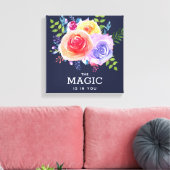 魔法は引用文水カラーフローラデザイン キャンバスプリント (インサイチュ (リビング))