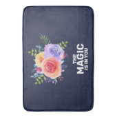 魔法は引用文水カラーフローラデザイン バスマット (正面縦)