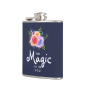 魔法は引用文水カラーフローラデザイン フラスク (左)