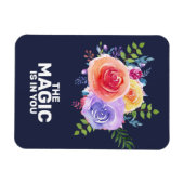 魔法は引用文水カラーフローラデザイン マグネット (横)