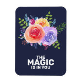魔法は引用文水カラーフローラデザイン マグネット (縦)