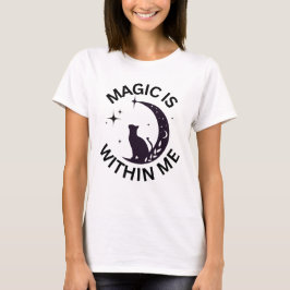 魔法は私の中にいる 猫 + 月 Tシャツ