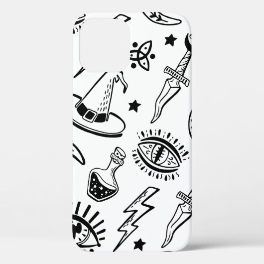 魔法や墨のスケッチが白い背景に。S Case-Mate iPhoneケース (裏面)