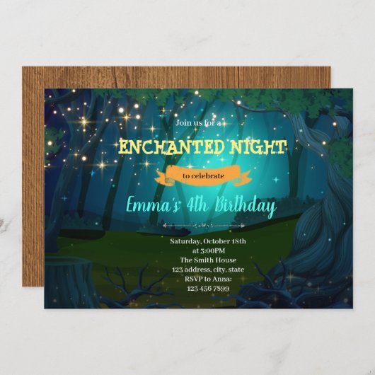 魔法をかけた森のパーティの招待状 サンキューカード