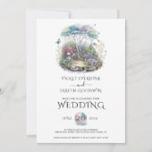 魔法をかけられたウッドランド結婚の妖精 招待状 (正面)