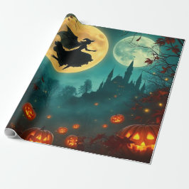 魔法をかけるようなウィザードハロウィンの月ラッピング 🌕 ラッピングペーパー