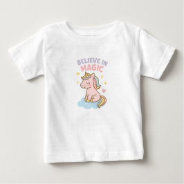 魔法を信じて – パステルユニコーンの夢 ベビーTシャツ