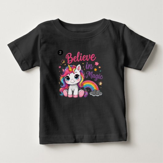 魔法を信じて ユニコーン トドラーTシャツ ベビーTシャツ (正面)