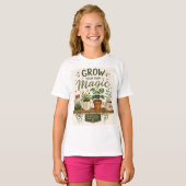 魔法を育てよう | ミニガーデンの美しい植物 Tシャツ (正面フル)