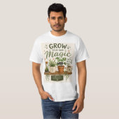 魔法を育てよう | ミニガーデンの美しい植物 Tシャツ (正面フル)