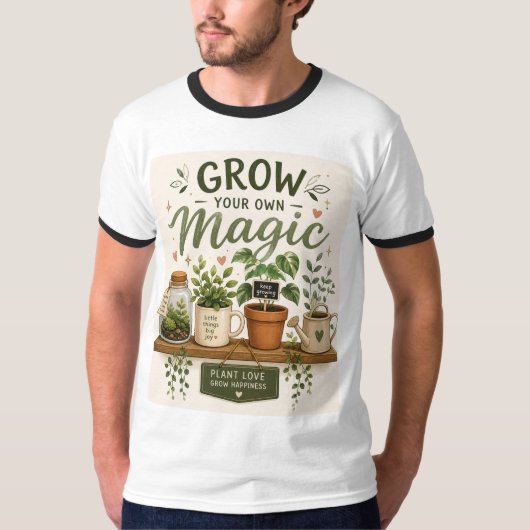 魔法を育てよう | ミニガーデン 観賞用植物 Tシャツ (正面)