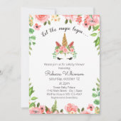 魔法を開始…かわいい一角獣のベビーシャワー 招待状 (正面)