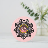 魔法イベント/ケルト結び目模様、ピンクジェムストーンモノグラム 案内状 (スタンド正面)