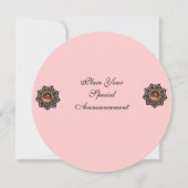 魔法イベント/ケルト結び目模様、ピンクジェムストーンモノグラム 案内状 (裏面)