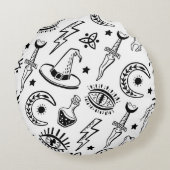 魔法インクスケッチシームレスパターン ラウンドクッション (裏面)